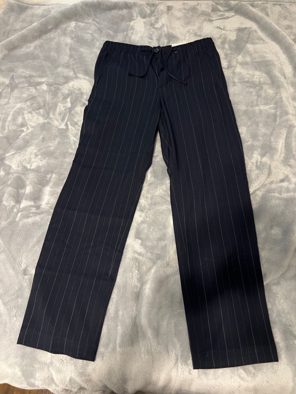 H&M Navy Pinstripe Drawstring Trousers